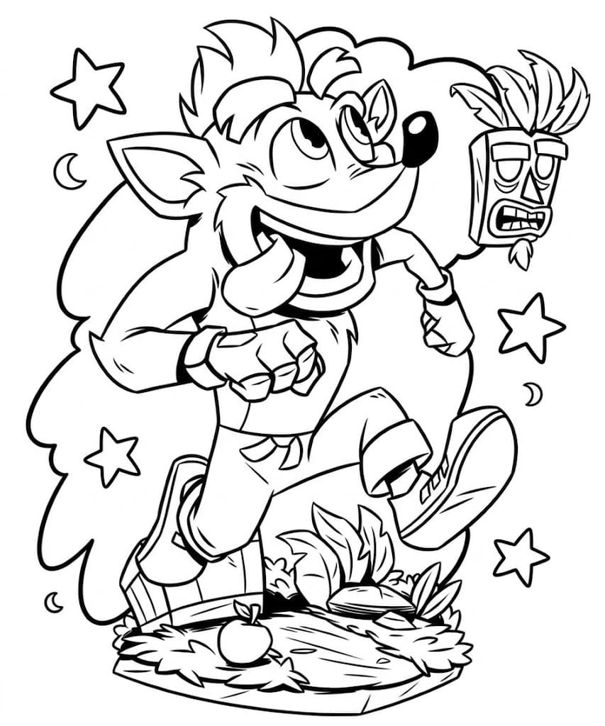 Çizmek Crash Bandicoot Yazdırılabilir Boyama Sayfası