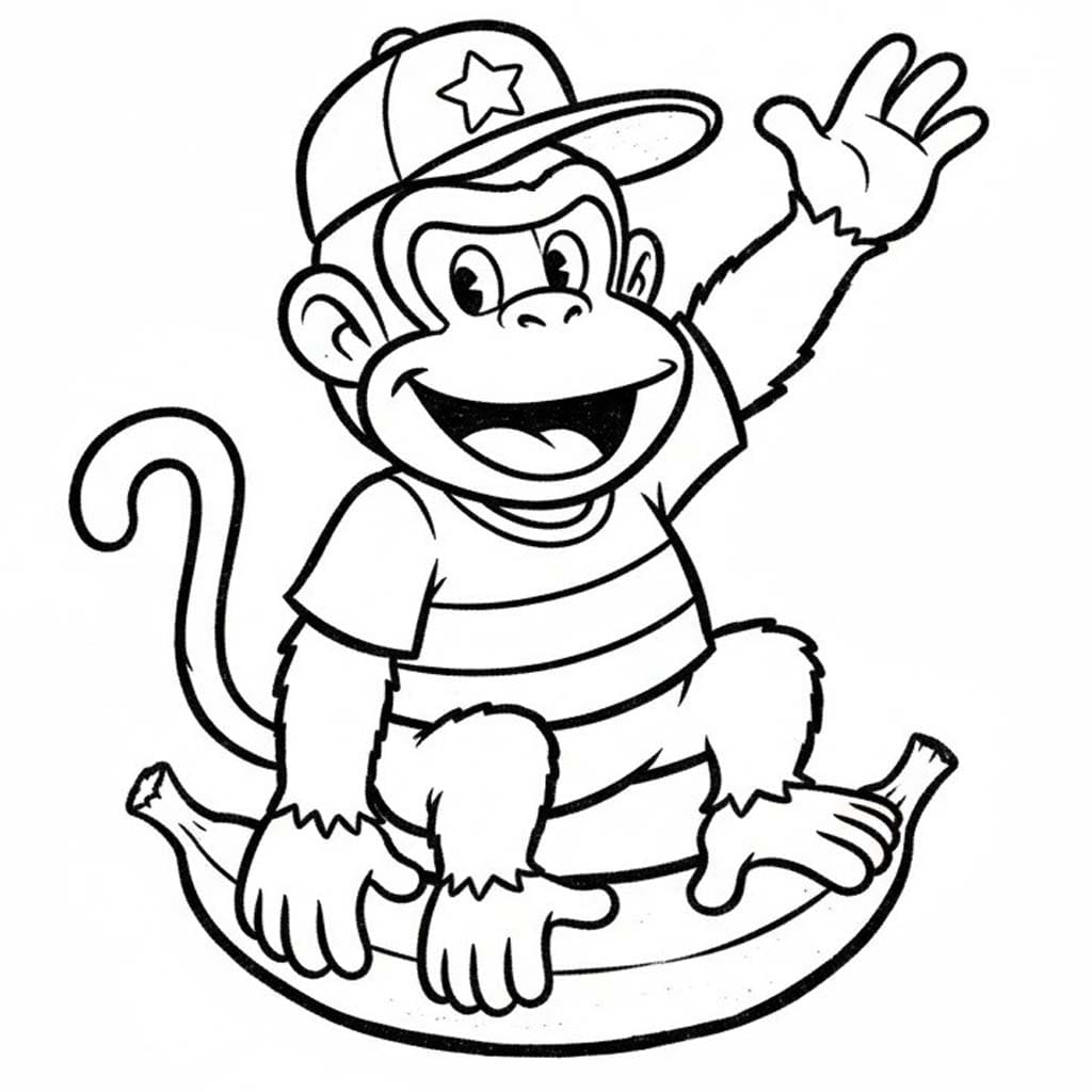 Çizmek Diddy Kong Temel Boyama Sayfası