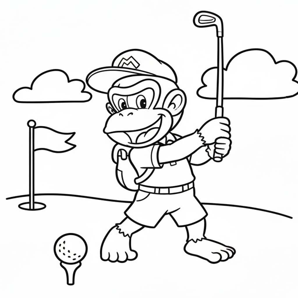 Çizmek Diddy Kong Ücretsiz yazdırılabilir Boyama Sayfası