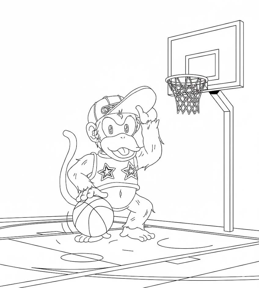 Çizmek Diddy Kong basit Boyama Sayfası