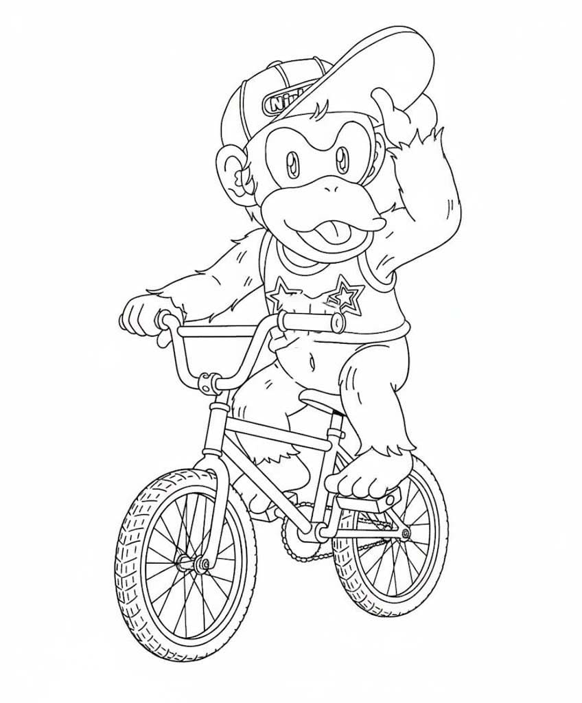 Çizmek Diddy Kong yazdırılabilir Boyama Sayfası