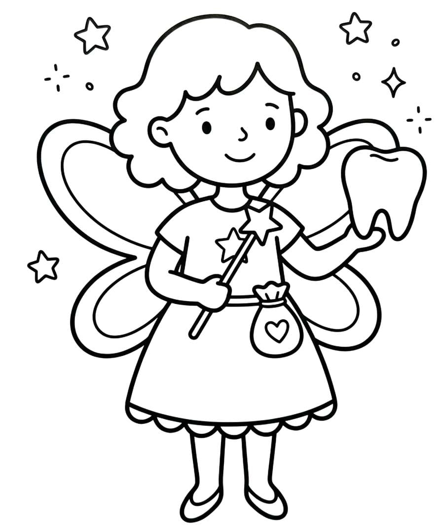 Çizmek Diş Perisi Basit Boyama Sayfası