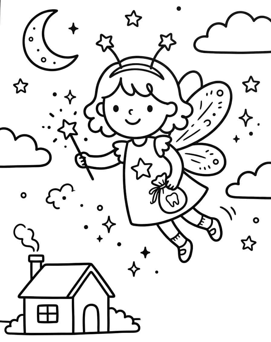 Çizmek Diş Perisi kolay Boyama Sayfası