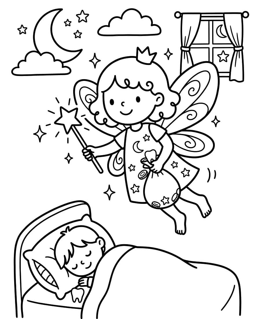 Çizmek Diş Perisi yazdırılabilir Boyama Sayfası