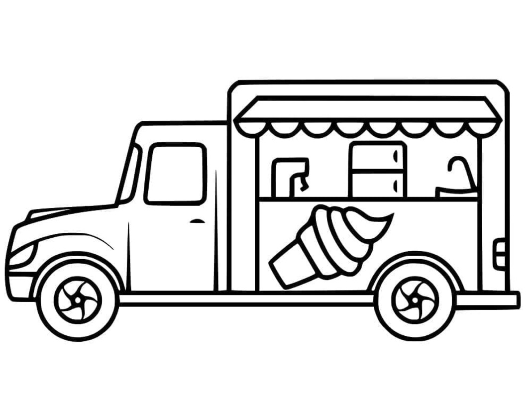 Çizmek Dondurma Kamyonu çocuklar için temel Boyama Sayfası