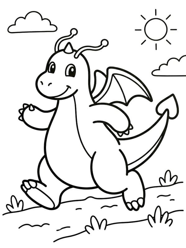 Çizmek Dragonite Basit Boyama Sayfası