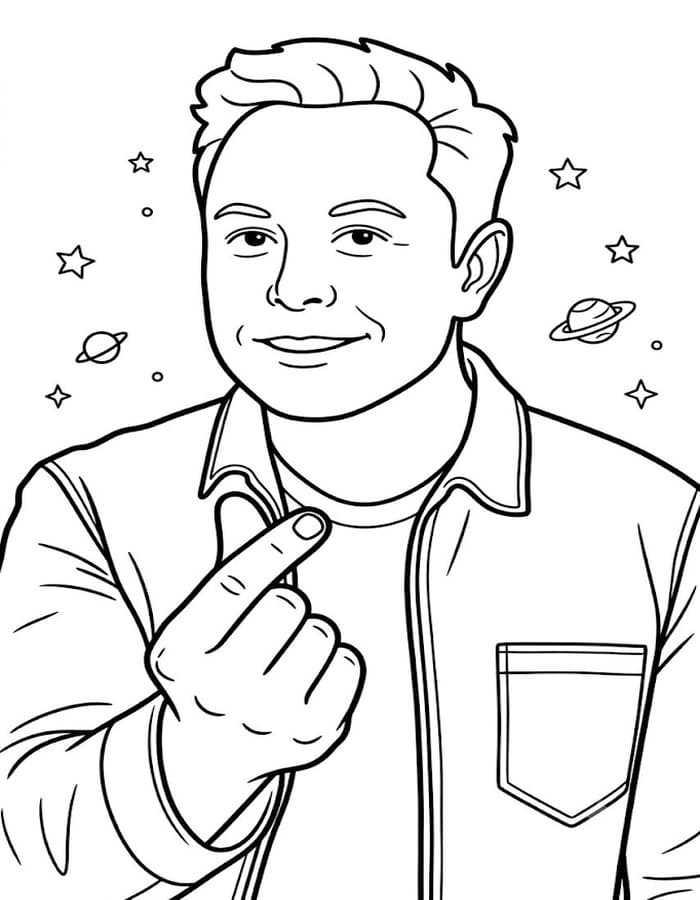 Çizmek Elon Musk ücretsiz yazdırılabilir Boyama Sayfası
