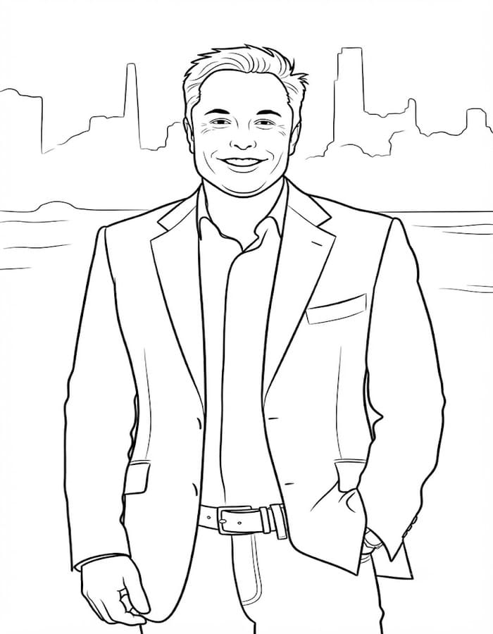 Çizmek Elon Musk ücretsiz Boyama Sayfası