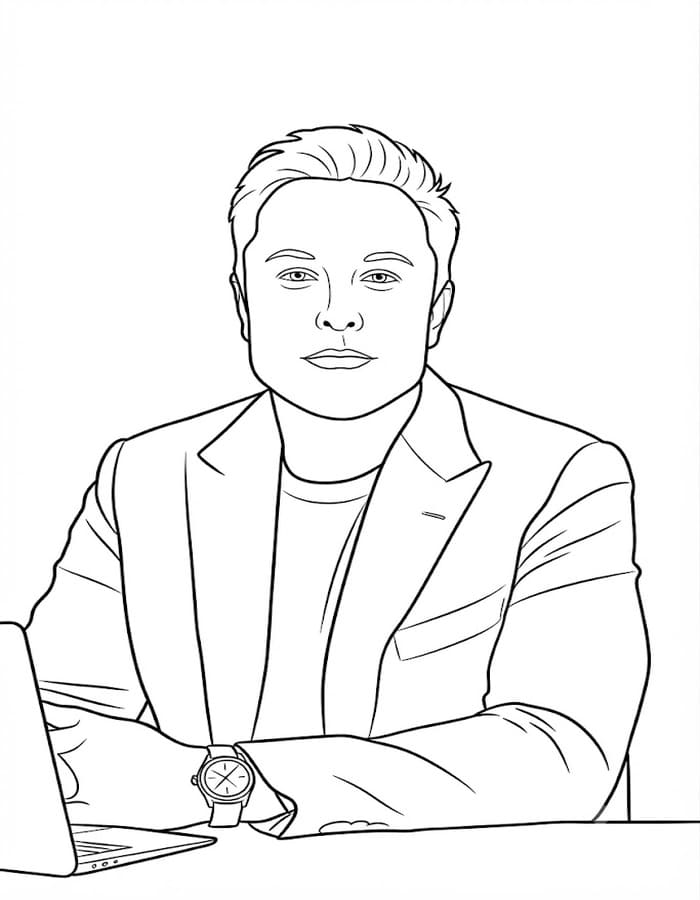 Çizmek Elon Musk yazdırılabilir Boyama Sayfası