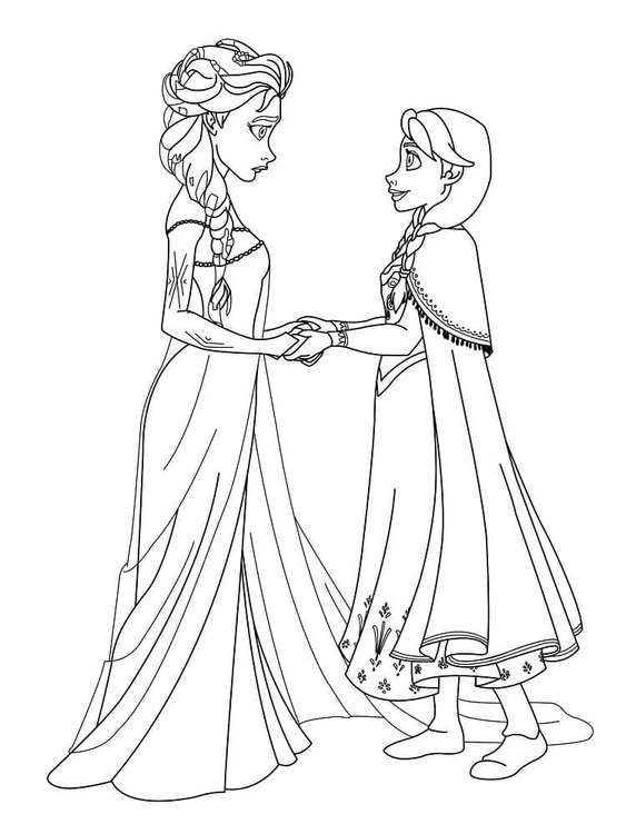 Çizmek Elsa Ve Anna Güzel Boyama Sayfası