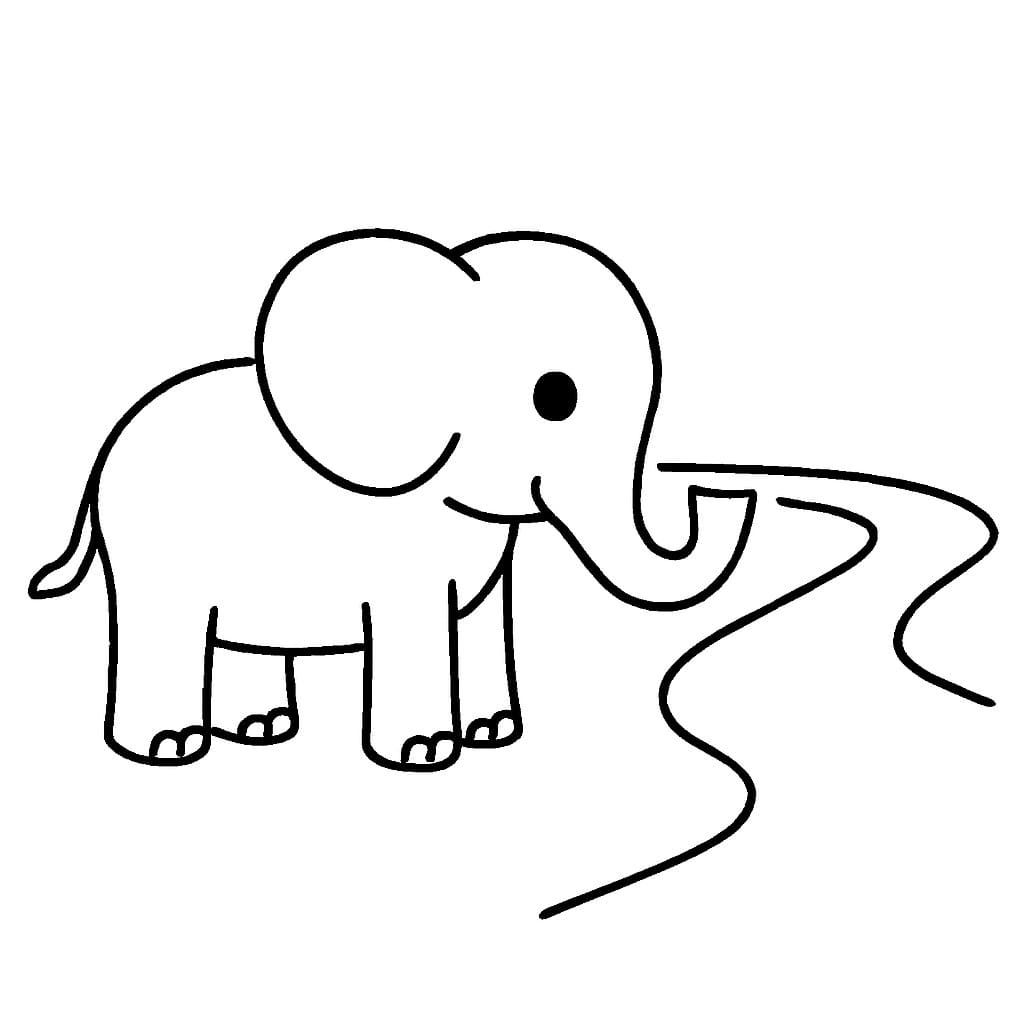 Çizmek Fil basit Boyama Sayfası