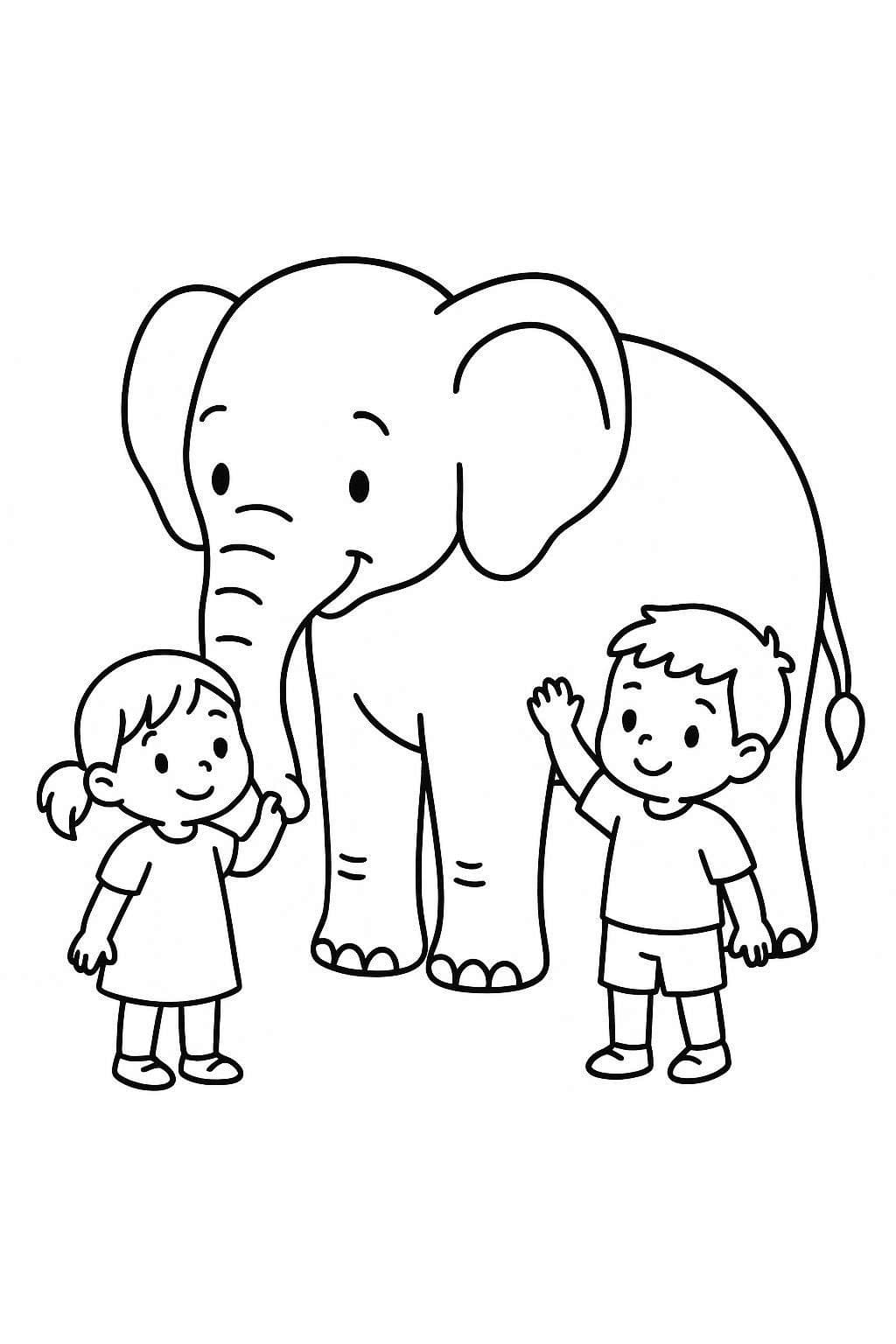 Çizmek Fil çocuklar için basit Boyama Sayfası