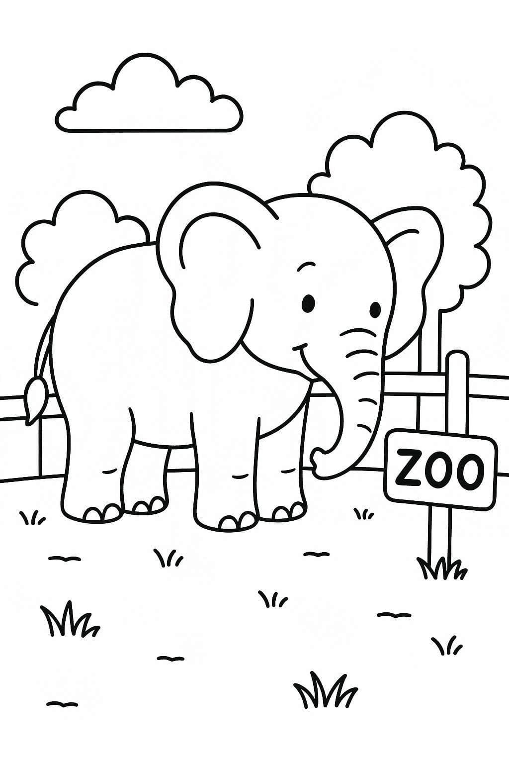 Çizmek Fil çocuklar için temel Boyama Sayfası