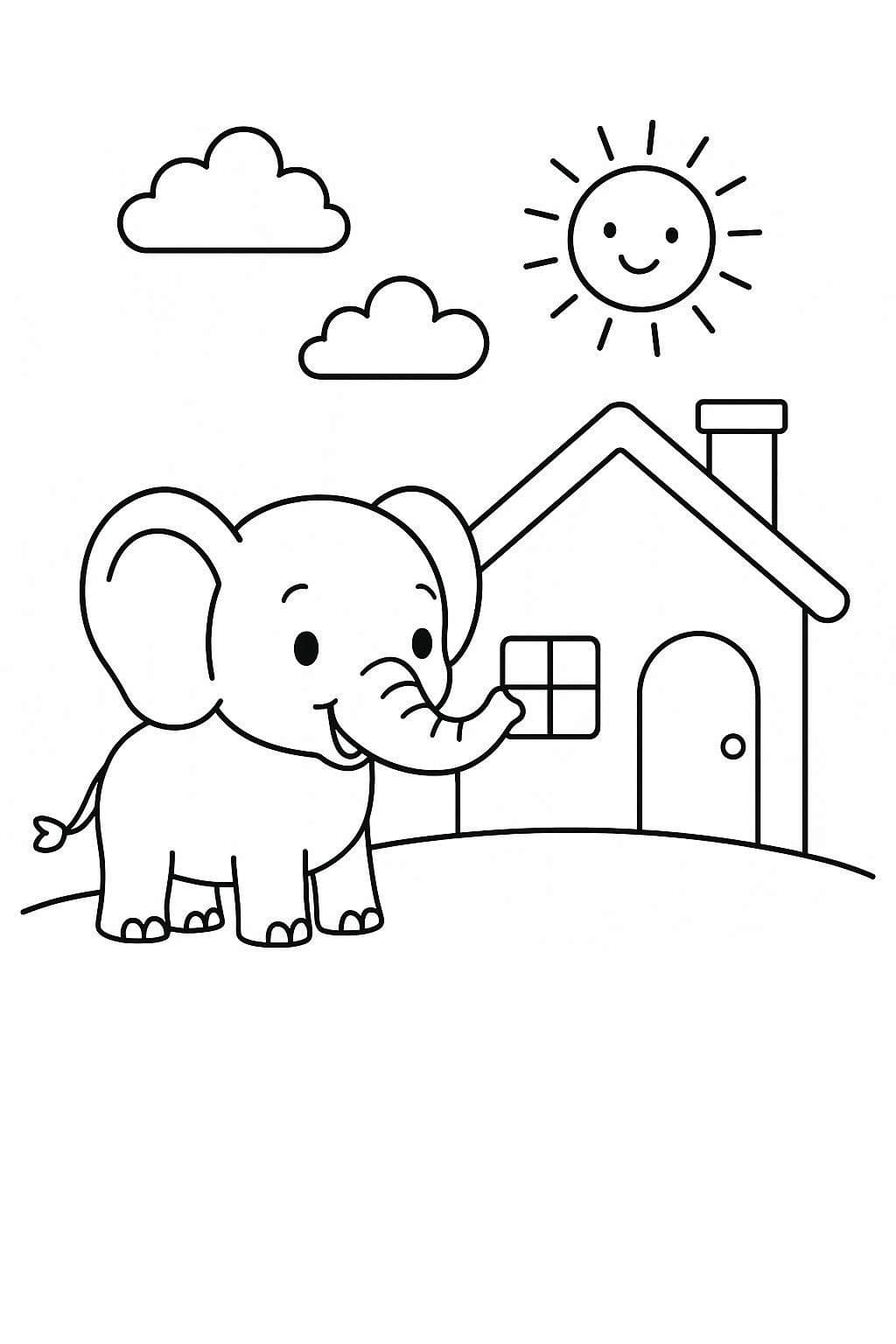 Çizmek Fil çocuklar için yazdırılabilir Boyama Sayfası