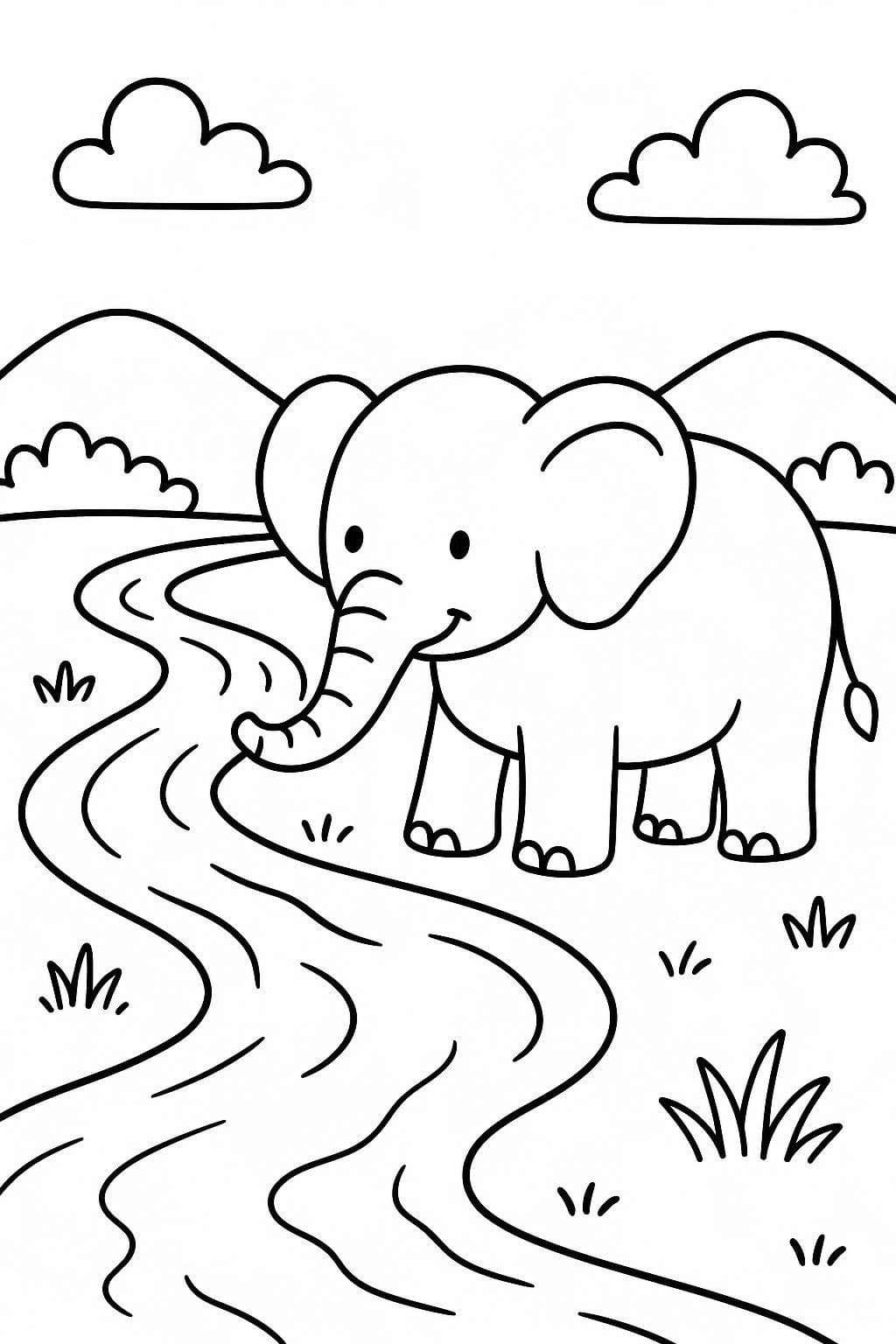 Çizmek Fil çocuklar için Boyama Sayfası