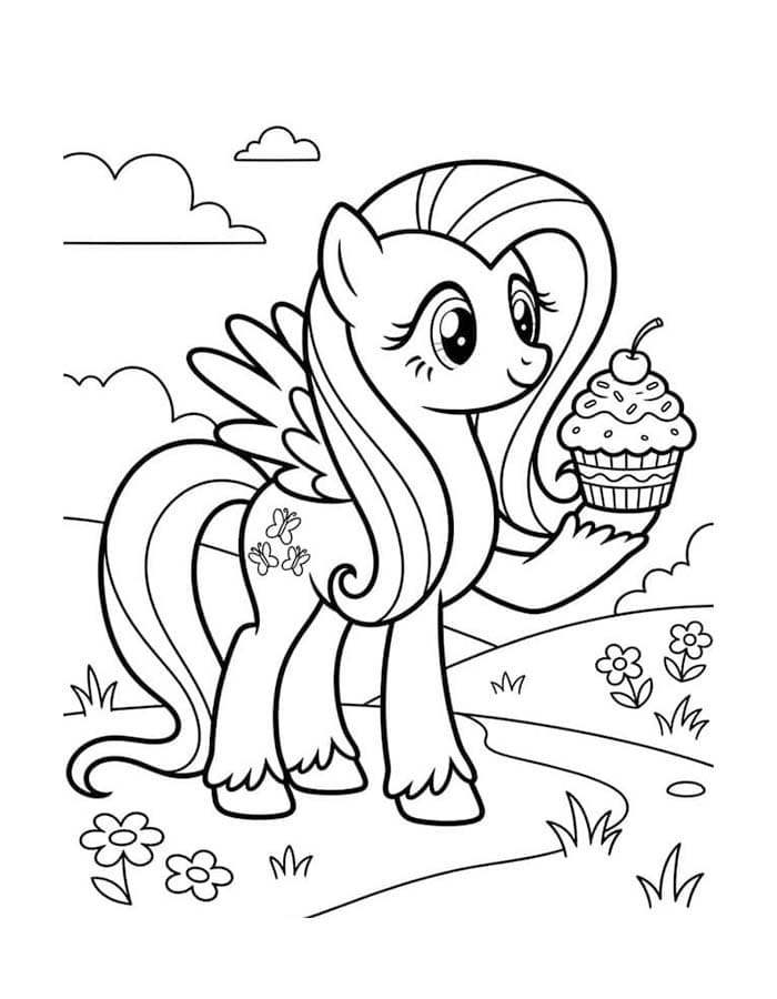 Çizmek Fluttershy Kolay Boyama Sayfası
