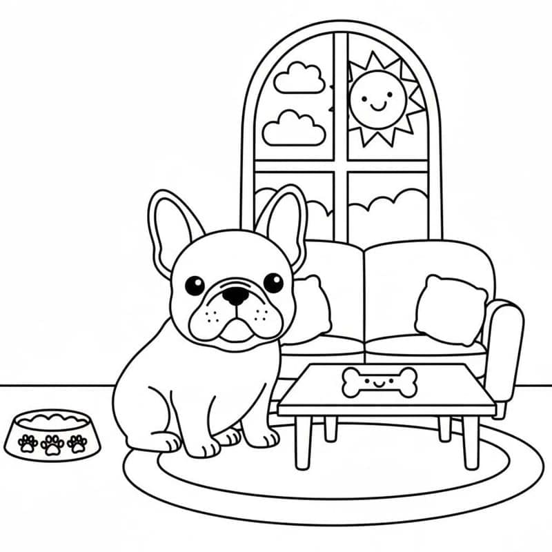 Çizmek Fransız Bulldog Basit Boyama Sayfası