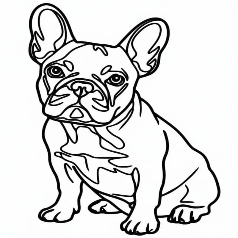 Çizmek Fransız Bulldog Kolay Boyama Sayfası