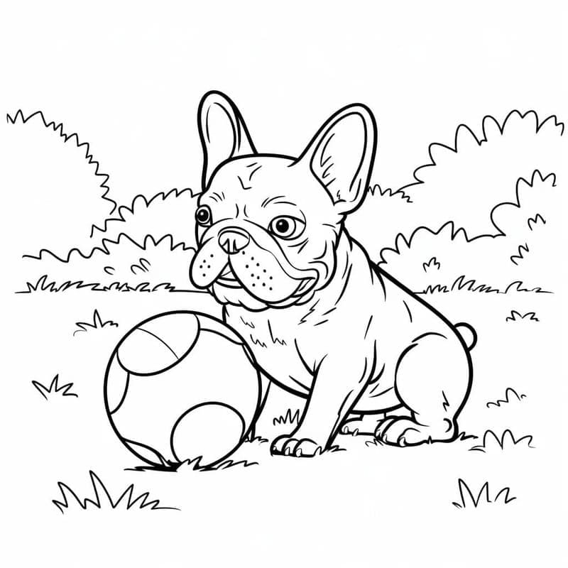Çizmek Fransız Bulldog yazdırılabilir Boyama Sayfası