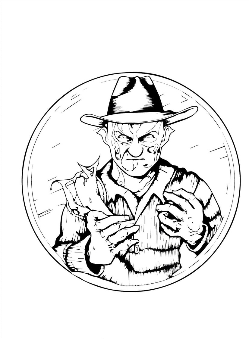 Çizmek Freddy Krueger çocuklar için kolay Boyama Sayfası