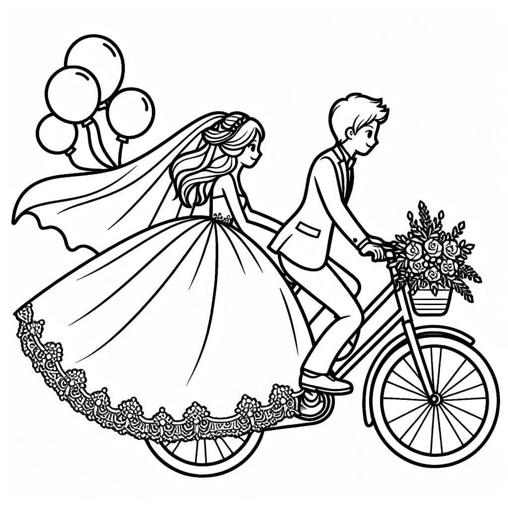 Çizmek Gelin ve Damat çok basit Boyama Sayfası