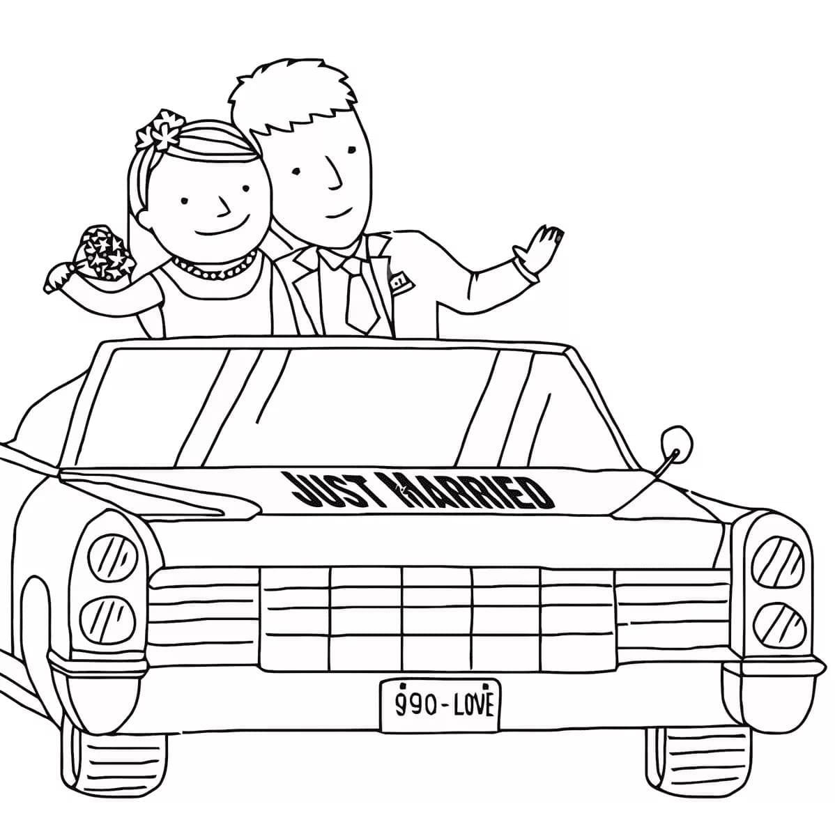 Çizmek Gelin ve Damat Boyama Sayfası