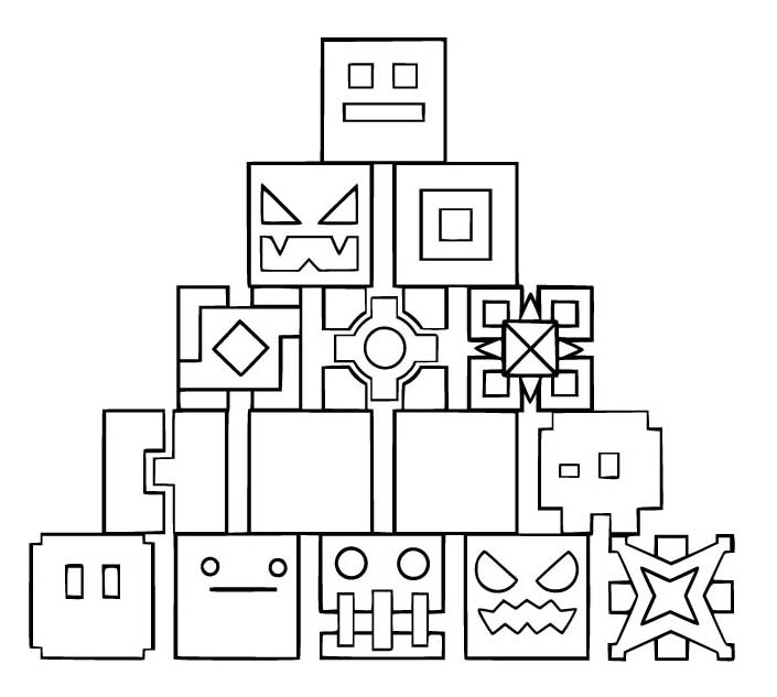 Çizmek Geometry Dash Ücretsiz Yazdırılabilir Boyama Sayfası