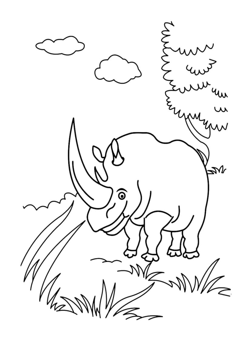 Çizmek Gergedan kolay Boyama Sayfası