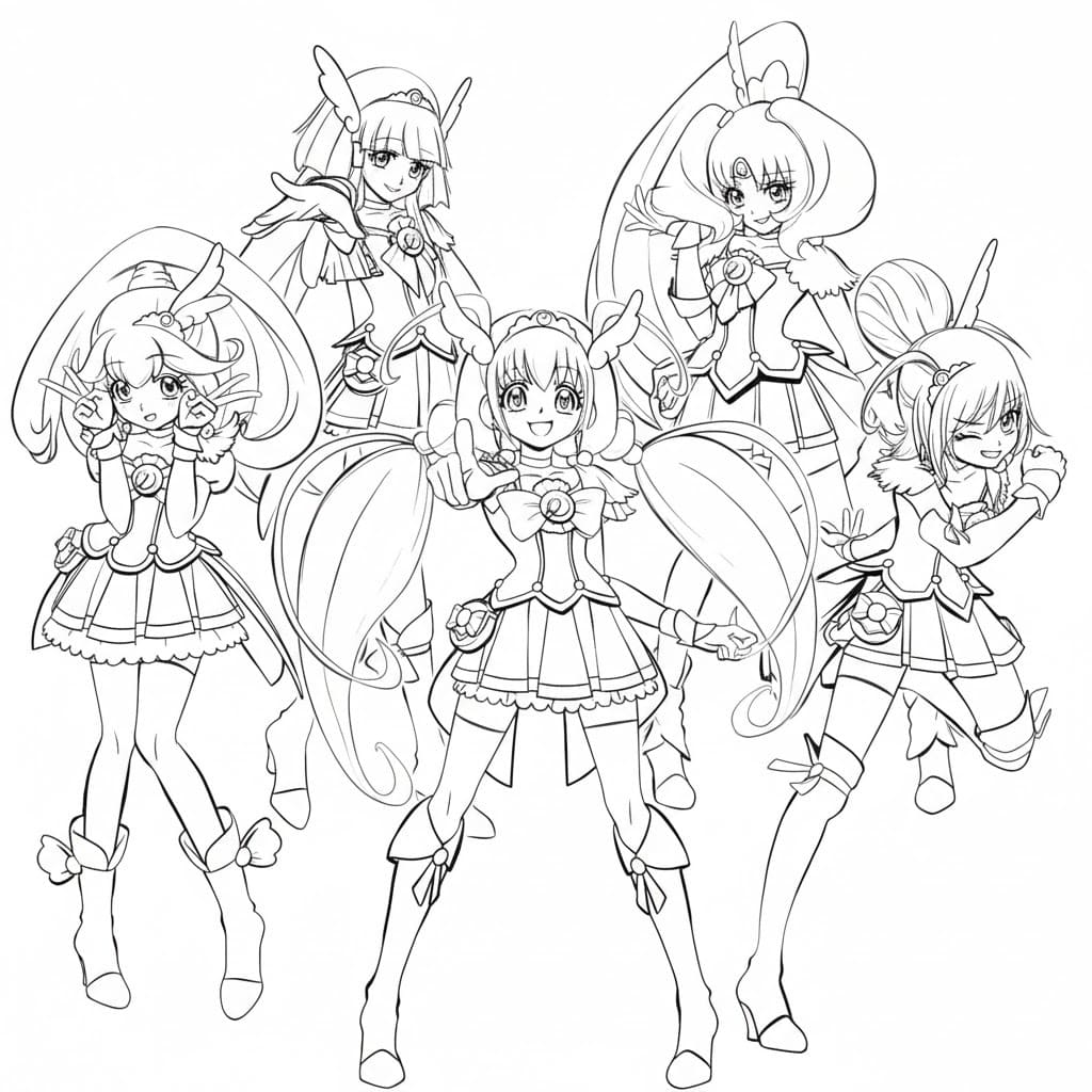 Çizmek Glitter Force 5 Boyama Sayfası