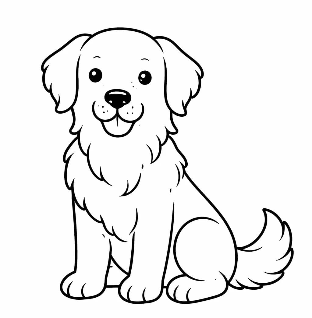 Çizmek Golden Retriever basit Boyama Sayfası