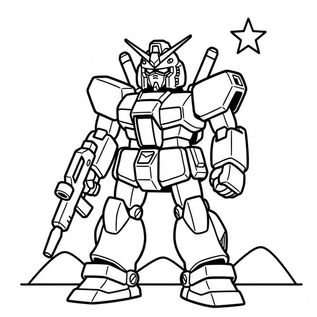 Çizmek Gundam çocuklar için temel Boyama Sayfası