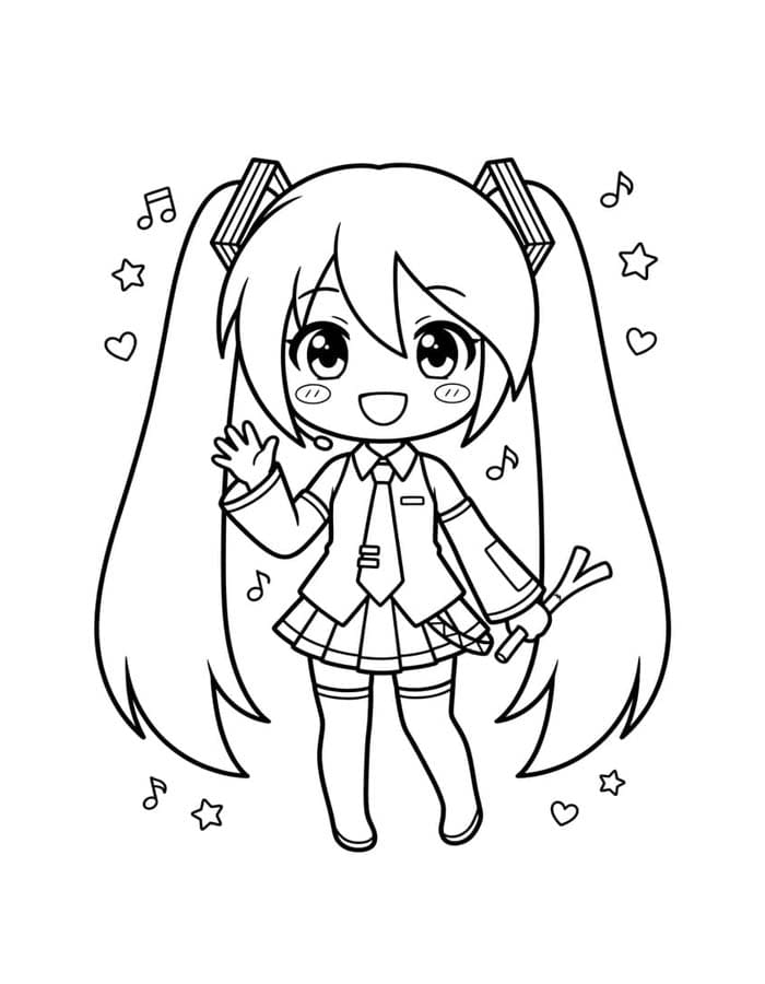 Çizmek Hatsune Miku Basit Boyama Sayfası