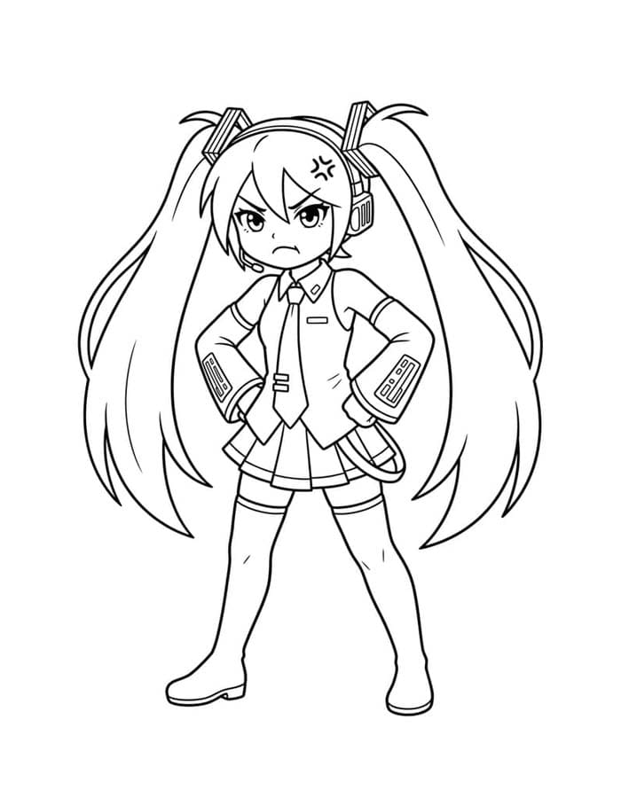 Çizmek Hatsune Miku ücretsiz yazdırılabilir Boyama Sayfası