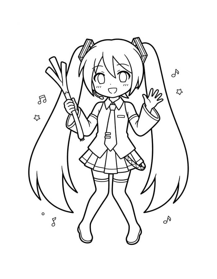Çizmek Hatsune Miku ücretsiz Boyama Sayfası
