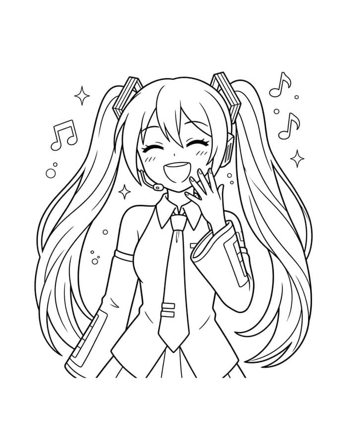 Çizmek Hatsune Miku yazdırılabilir Boyama Sayfası