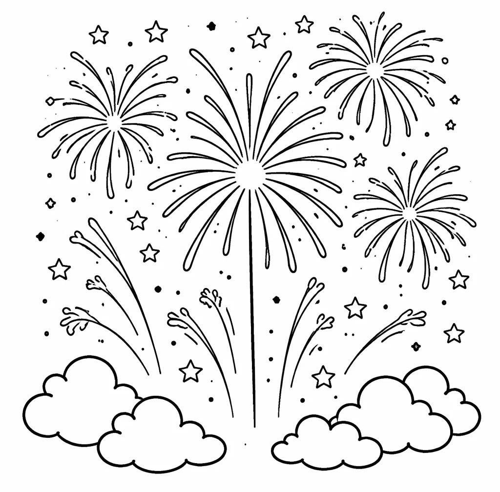 Çizmek Havai Fişekler Ücretsiz Yazdırılabilir Boyama Sayfası