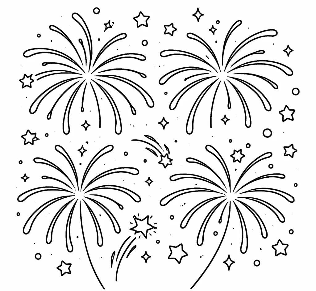 Çizmek Havai Fişekler Yazdırılabilir Boyama Sayfası