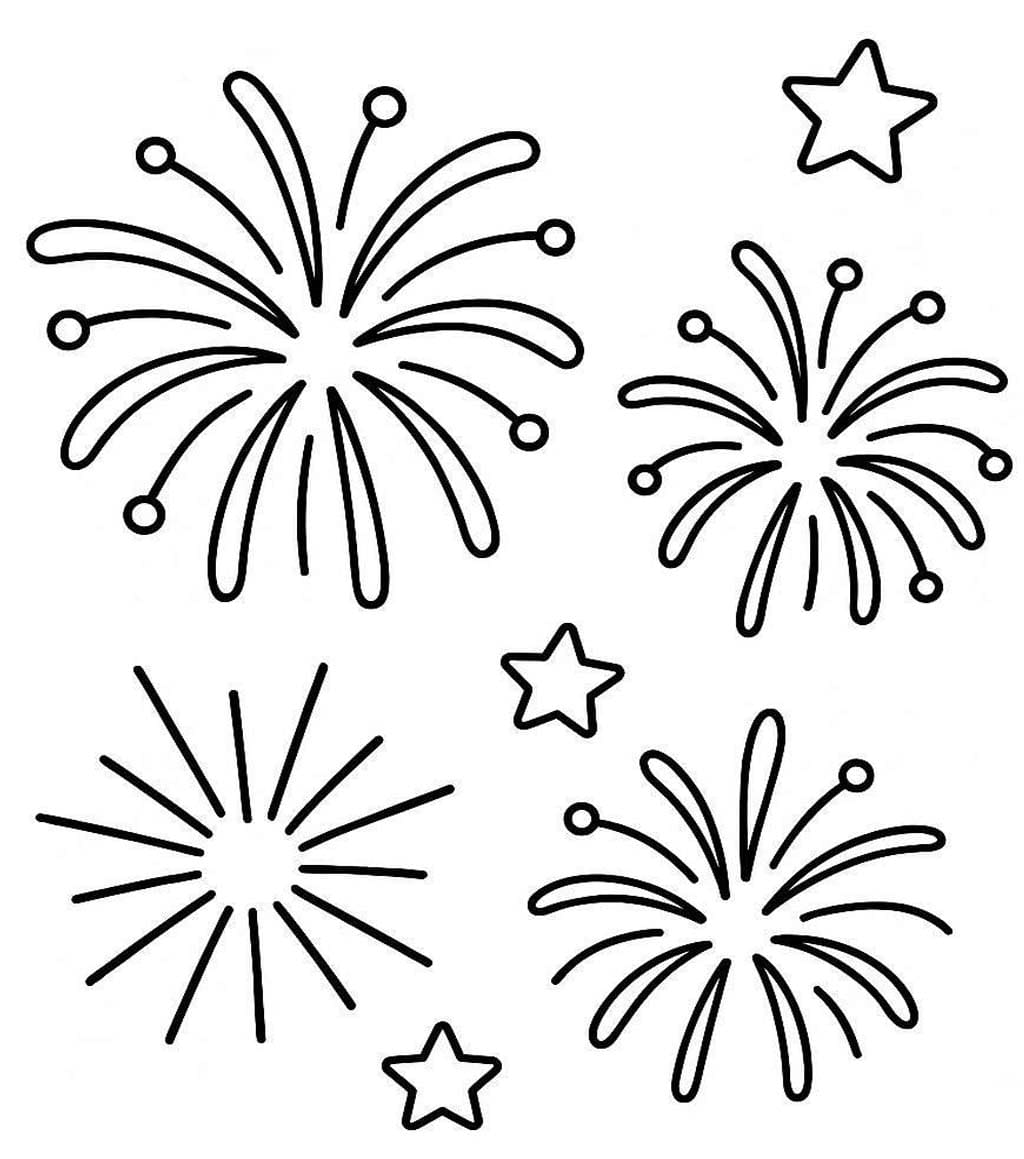 Çizmek Havai Fişekler basit Boyama Sayfası