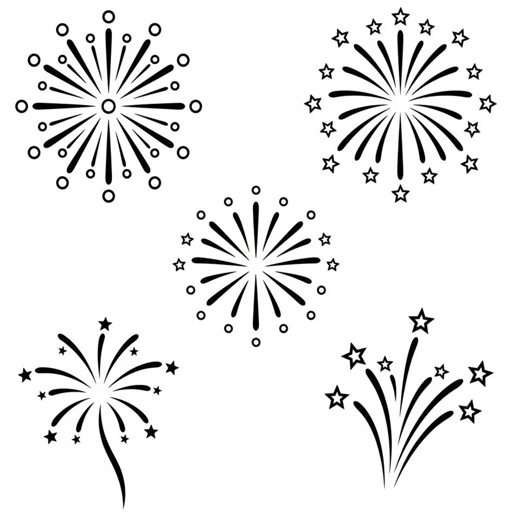 Çizmek Havai Fişekler çocuklar için Boyama Sayfası