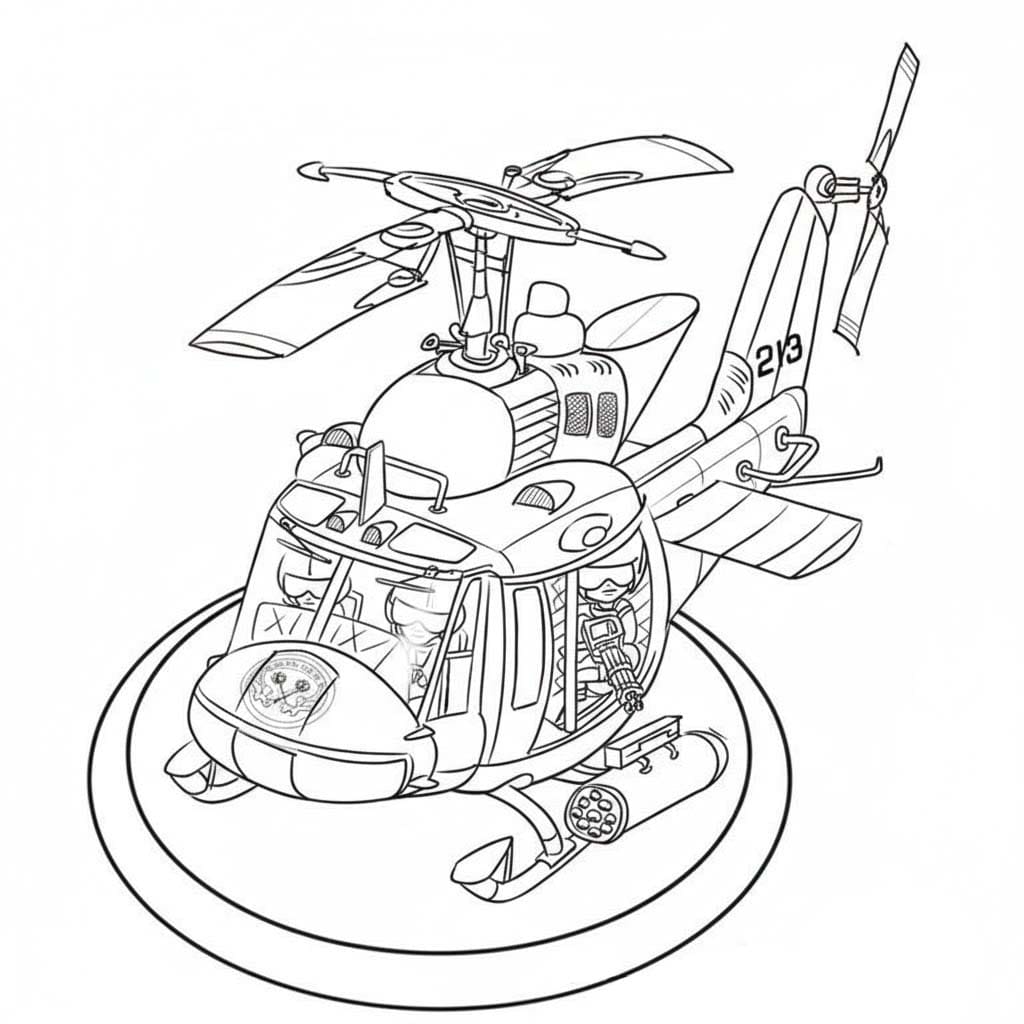 Çizmek Helikopter kolay Boyama Sayfası