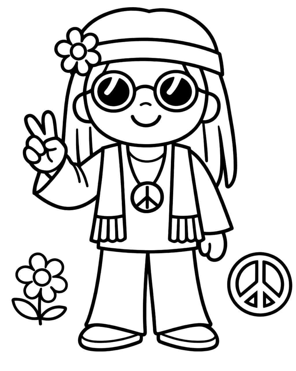 Çizmek Hippi ücretsiz yazdırılabilir Boyama Sayfası