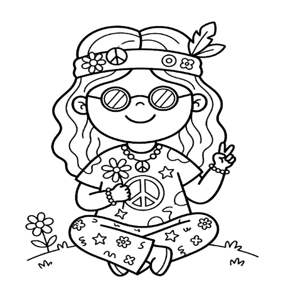 Çizmek Hippi yazdırılabilir Boyama Sayfası