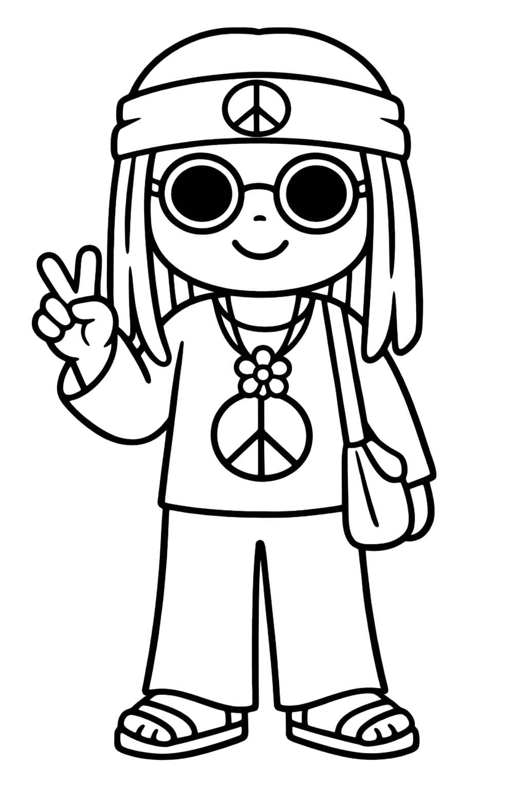 Çizmek Hippi Boyama Sayfası