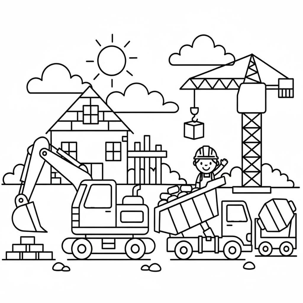 Çizmek İnşaat Alanı Ücretsiz Yazdırılabilir Boyama Sayfası