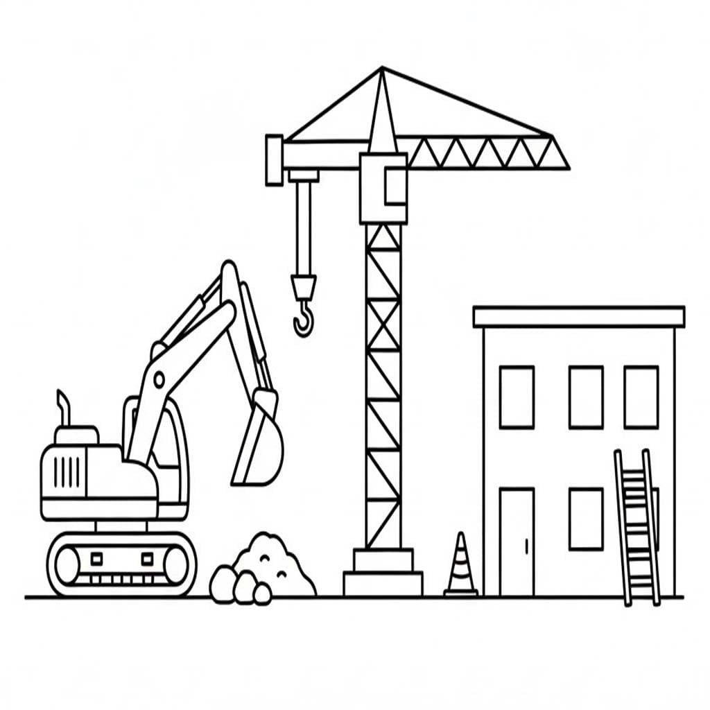 Çizmek İnşaat Alanı Yazdırılabilir Boyama Sayfası