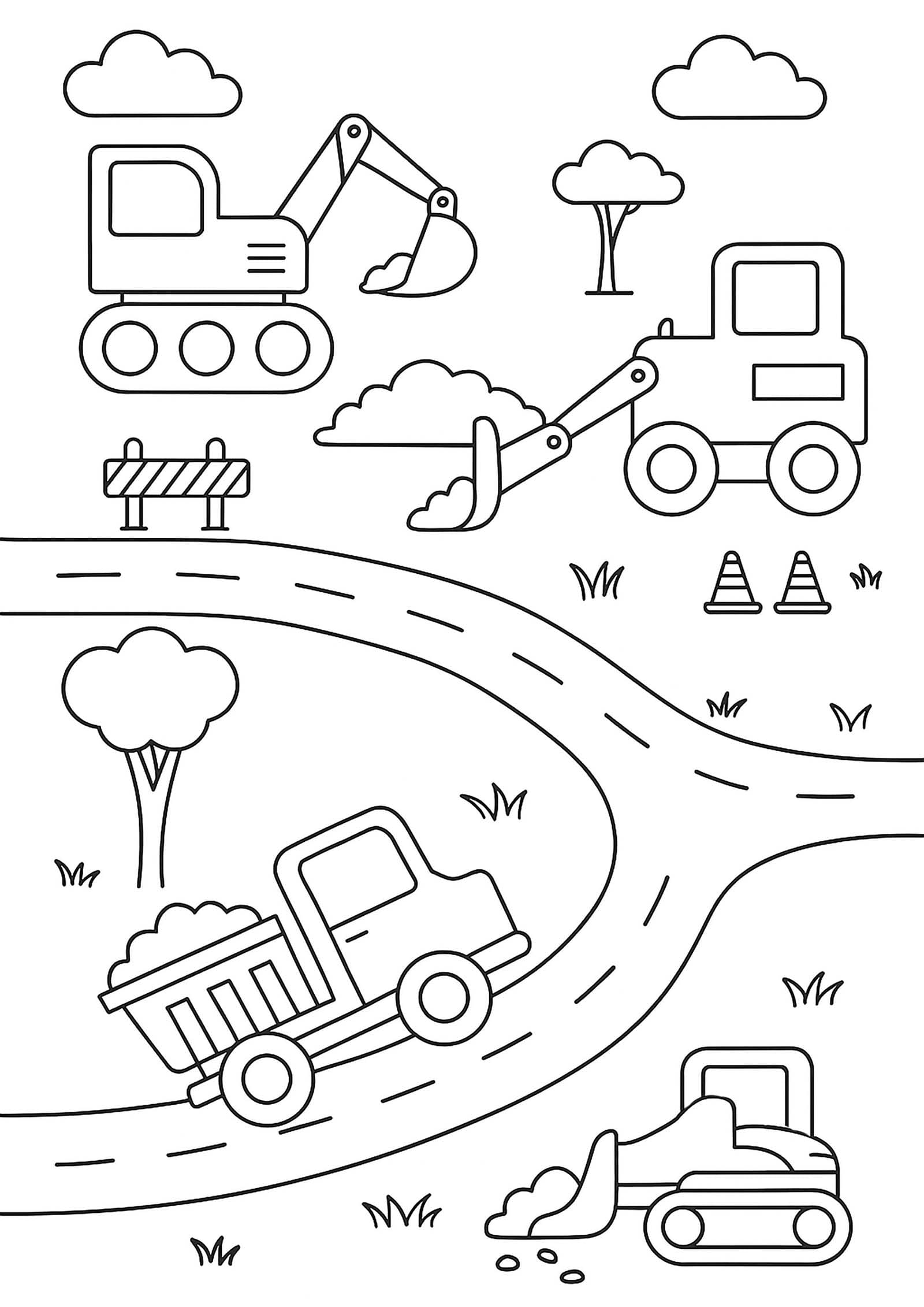 Çizmek İnşaat Alanı çocuklar için basit Boyama Sayfası