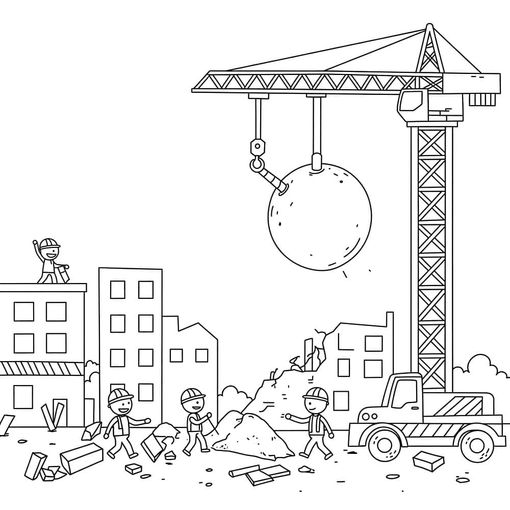 Çizmek İnşaat Alanı çocuklar için temel Boyama Sayfası