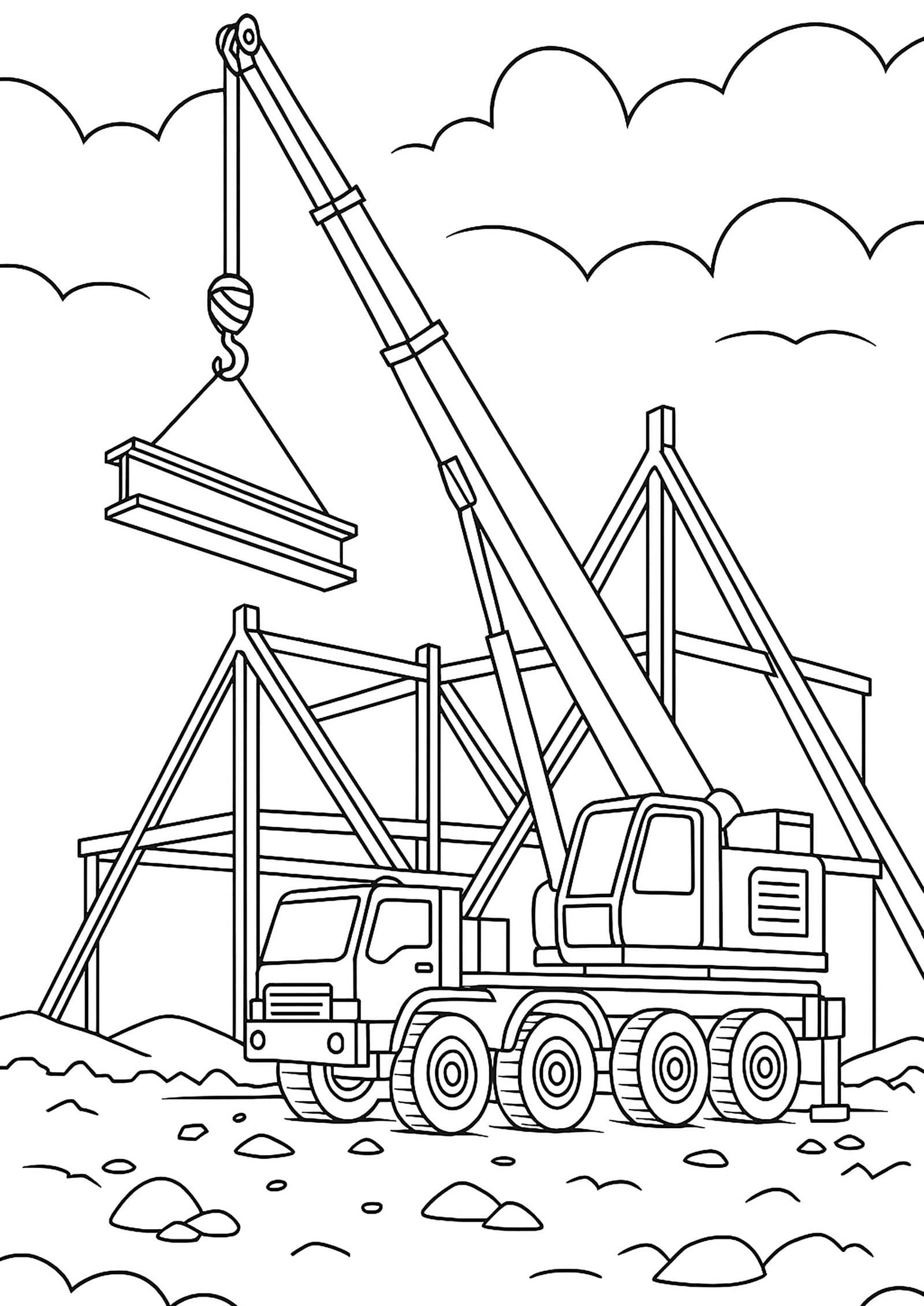 Çizmek İnşaat Alanı çocuklar için yazdırılabilir Boyama Sayfası