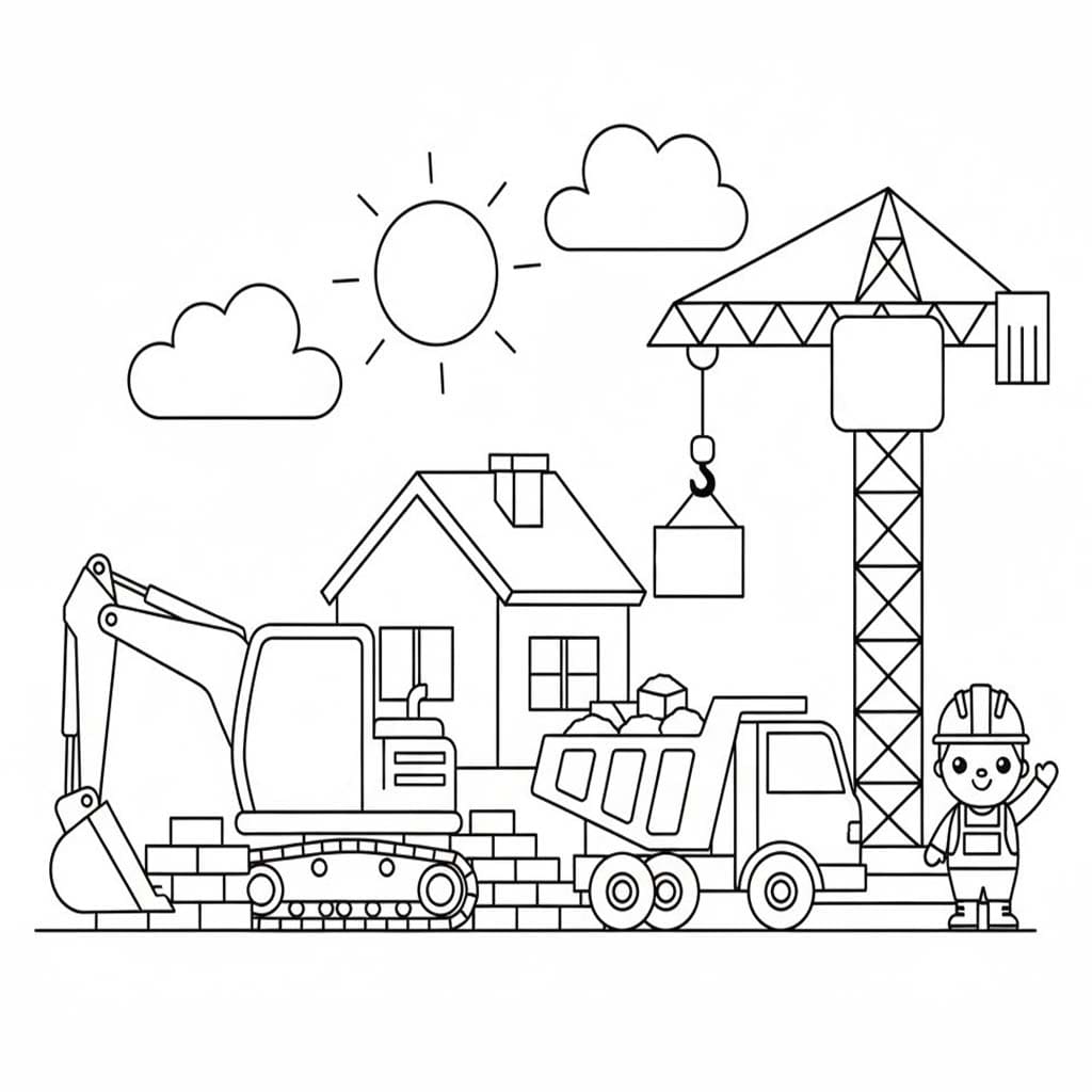 Çizmek İnşaat Alanı Boyama Sayfası