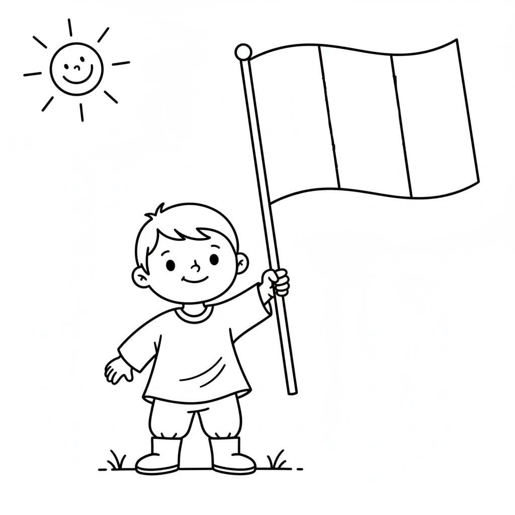Çizmek İtalya bayrak ve çocuklar Boyama Sayfası